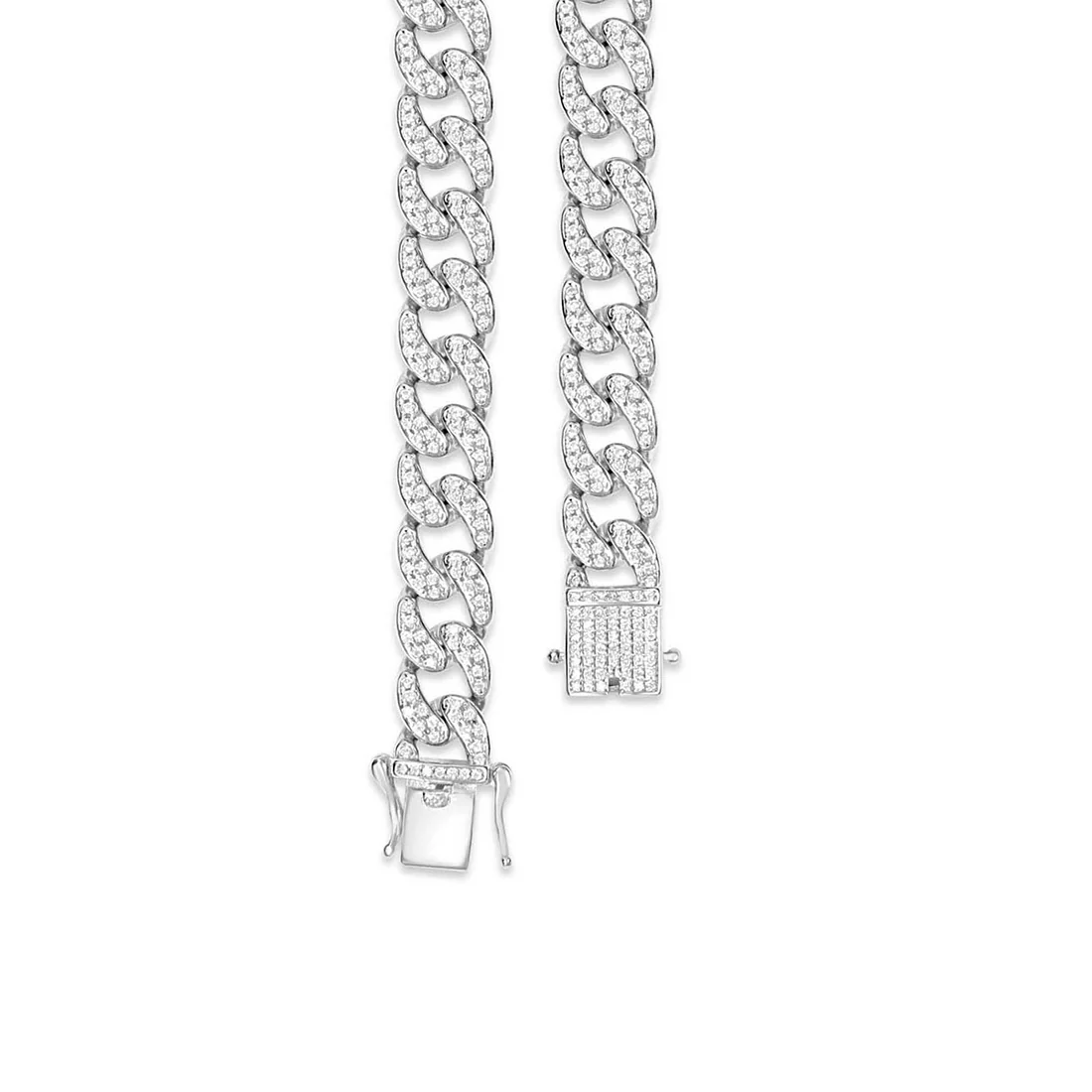 Blinged Out Cuban Link Rhodium Plated 925 Sterling Silver Men's Bracelet - Image 6