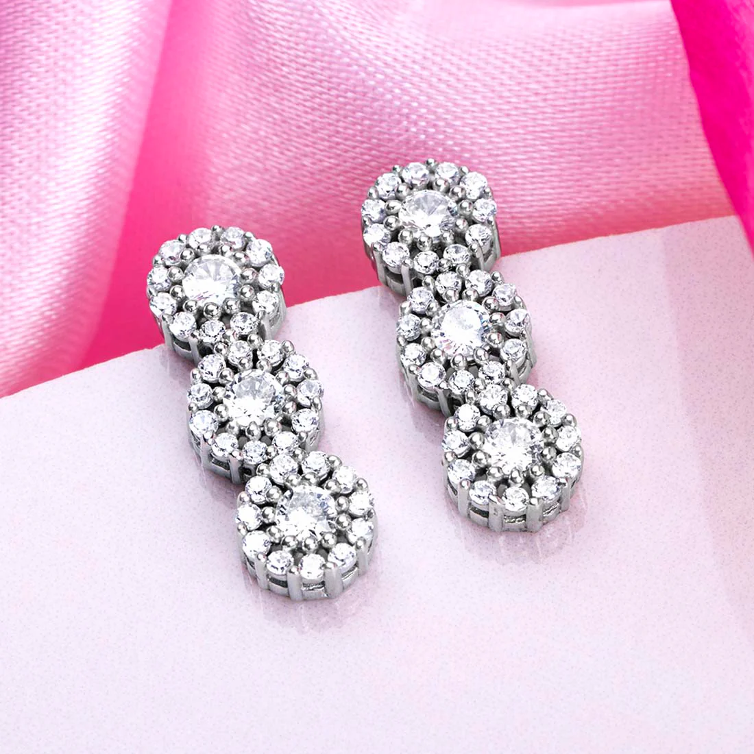 Blooming Beauty 925 Sterling Silver Rhodium-Plated Flower Earrings - Image 7