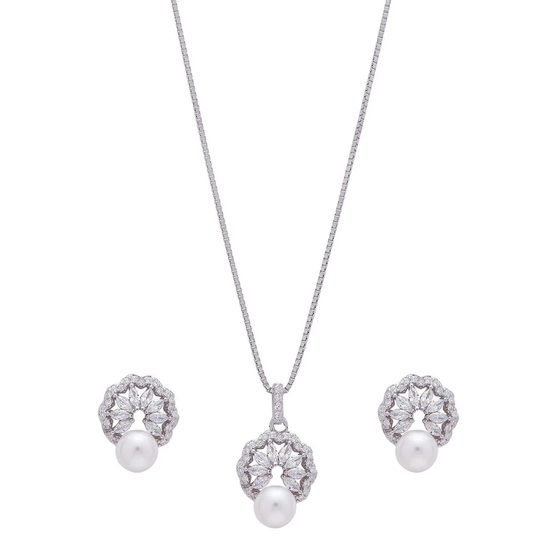 Blooming Elegance Rhodium Plated 925 Sterling Silver Jewelry Set - Image 3