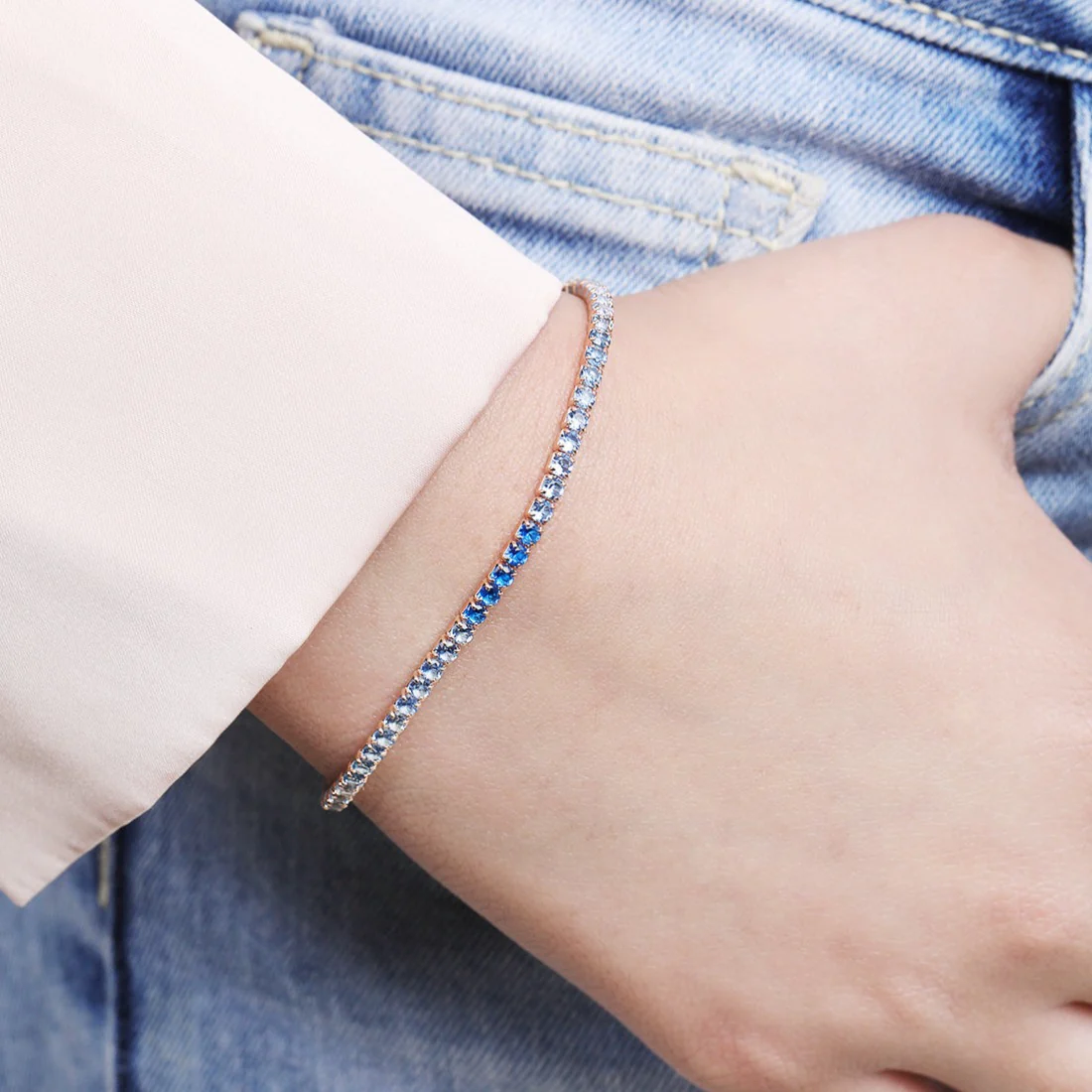 Blooming Elegance Rose Gold-Plated CZ 925 Sterling Silver Bracelet - Image 2