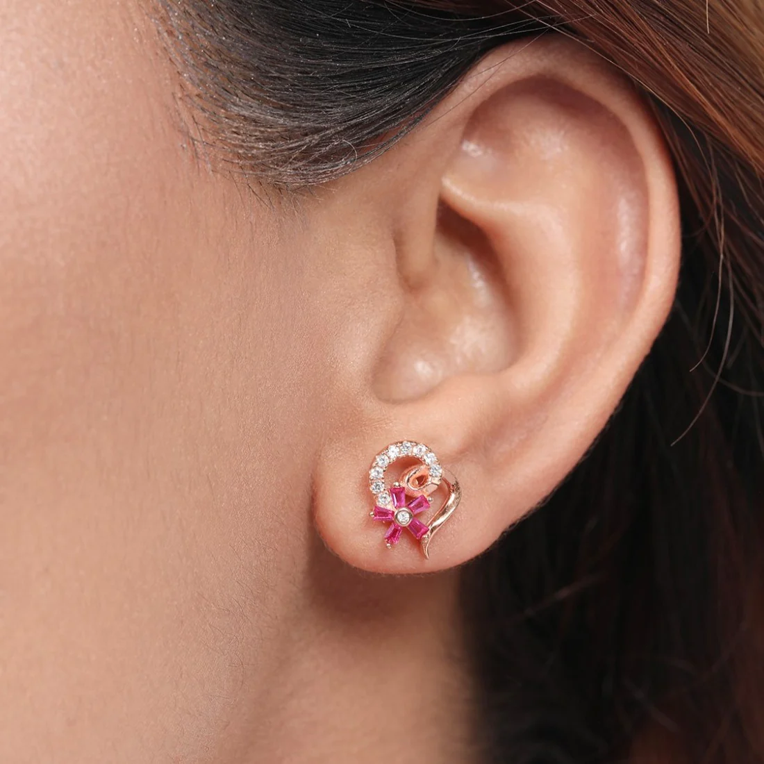 Blooming Love 925 Sterling Silver Earrings with Cubic Zirconia - Image 2