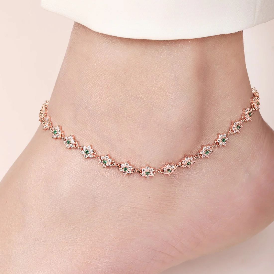 Blooms of Elegance Rose Gold-Plated 925 Sterling Silver Anklet - Image 2