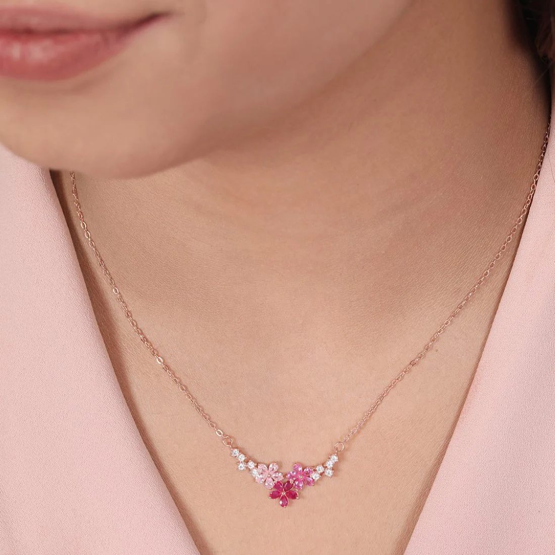 Blossom 925 Sterling Silver Rose Gold-Plated Flower Necklace Gift Hamper - Image 4