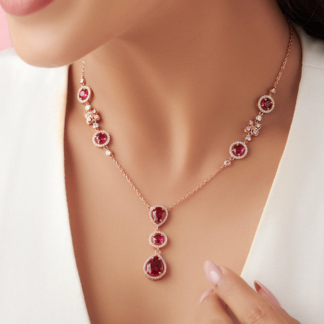 Blossom Bloom Rose Gold-Plated 925 Sterling Silver Jewellery Set - Image 4