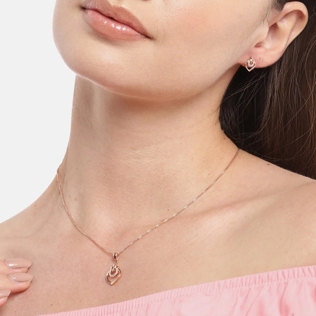 Blossoming Circles Rose Gold-Plated CZ 925 Sterling Silver Jewelry Set - Image 2