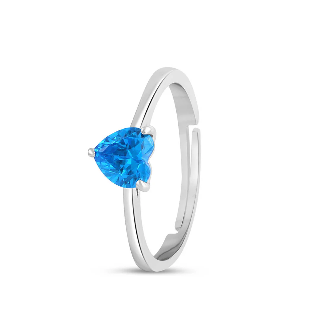 Blue Heart Rhodium Plated 925 Sterling Silver Ring - Image 5