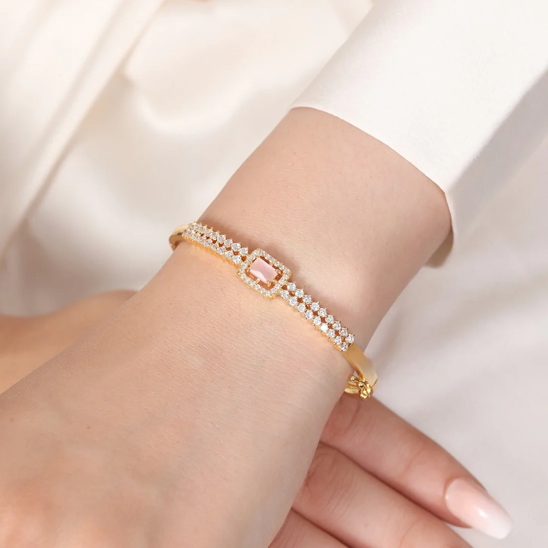 Blushing Elegance Gold Plated 925 Sterling Silver Bracelet - Image 3