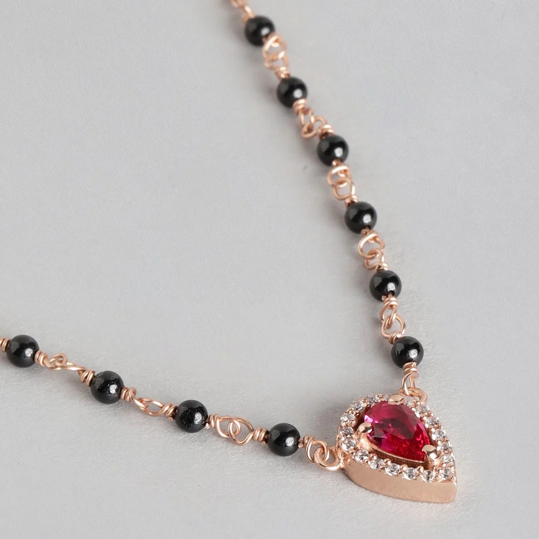 Blushing Vows Rose Gold-Plated 925 Sterling Silver CZ Mangalsutra - Image 5