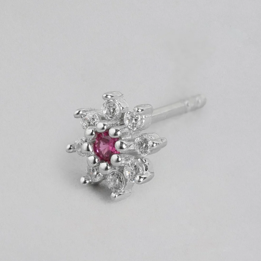 Floral Sparkle Rhodium Plated 925 Sterling Silver Earrings - Image 3