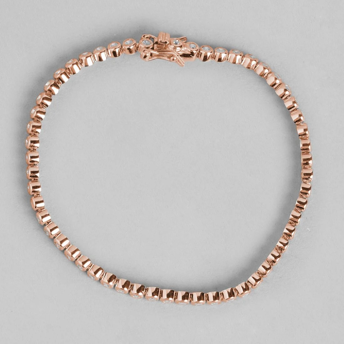 Rosy Solitaire Elegance Rose Gold-Plated Cubic Zirconia 925 Sterling Silver Bracelet - Image 6