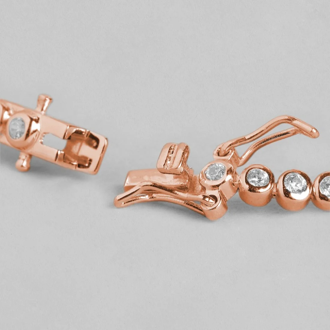 Rosy Solitaire Elegance Rose Gold-Plated Cubic Zirconia 925 Sterling Silver Bracelet - Image 8