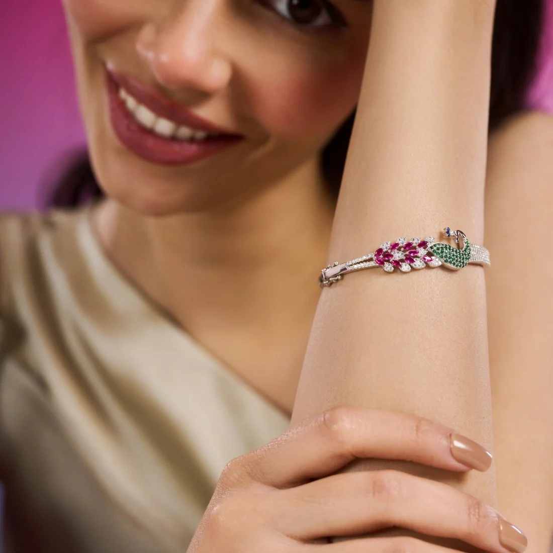 Eternal Love- Peacock CZ 925 Sterling Silver Bracelet - Image 3
