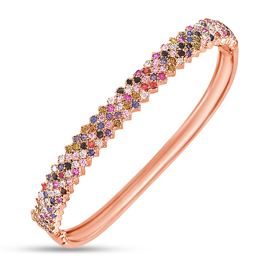 Radiant Elegance Coloured CZ Rosegold-Plated 925 Sterling Silver Kada Bracelet - Image 3