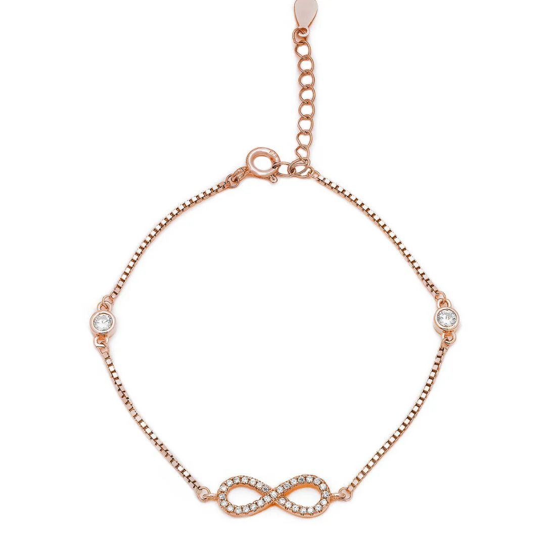 Infinity Celestial Brilliance CZ Rose Gold Plated 925 Sterling Silver Bracelet - Image 4