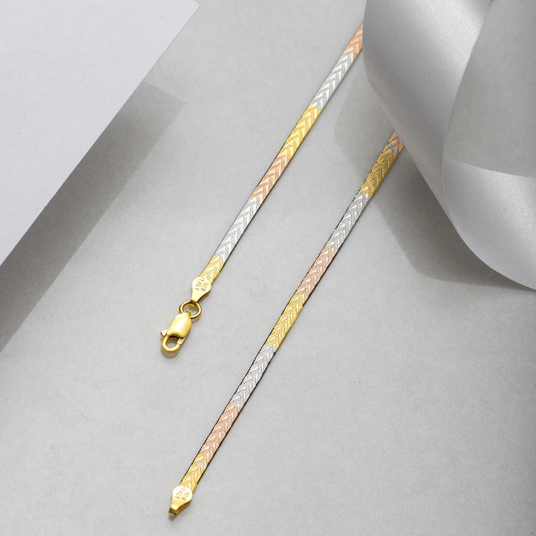 Mystical 925 Silver Anklet in Triple Tone - Image 4