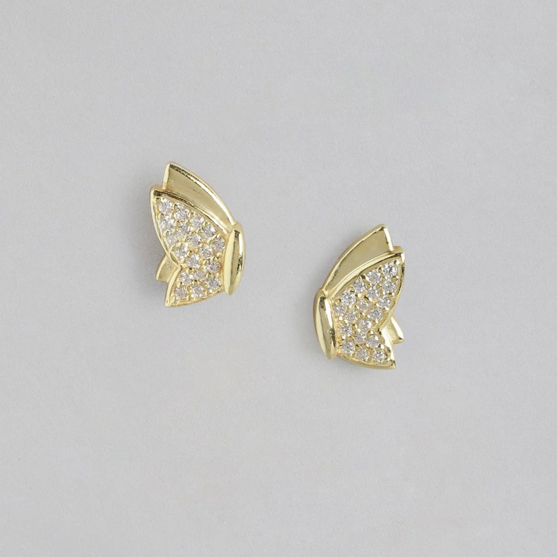 Butterfly CZ Gold Plated 925 Sterling Silver Stud - Image 3