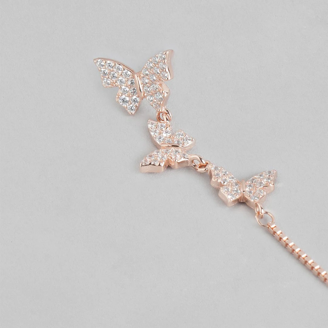 Butterfly Dreams Cubic Zirconia Rose Gold 925 Sterling Silver Earrings - Image 4