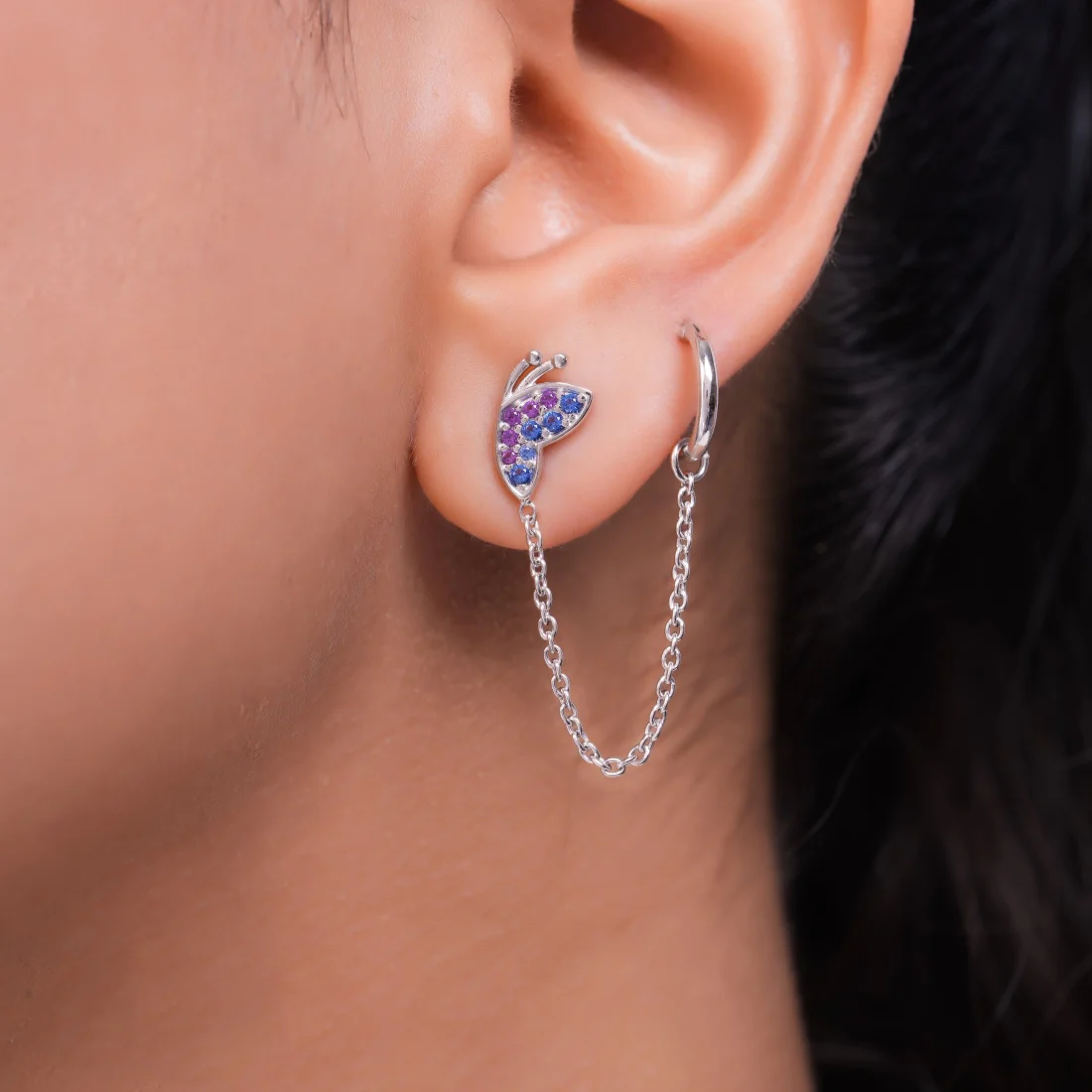 Cascading Brilliance Rhodium Plated 925 Sterling Silver Earrings - Image 3