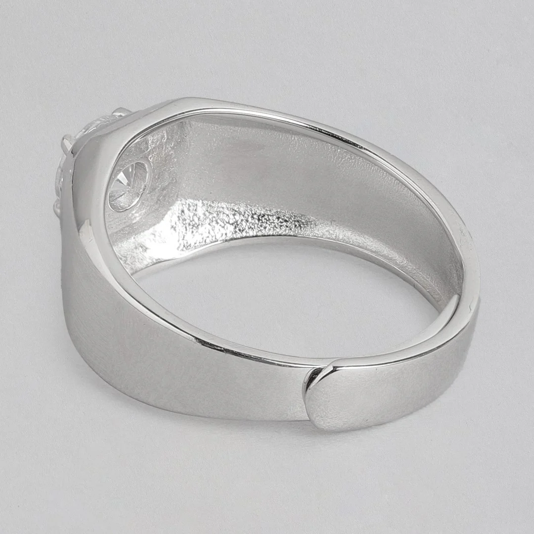 Celestial Bond Rhodium-Plated 925 Sterling Silver Couple Ring (Adjustable) - Image 11