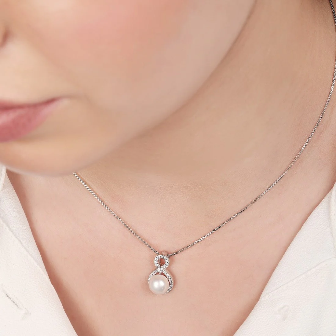 Celestial Cascade Rhodium-Plated 925 Sterling Silver Pendant with Chain - Image 3