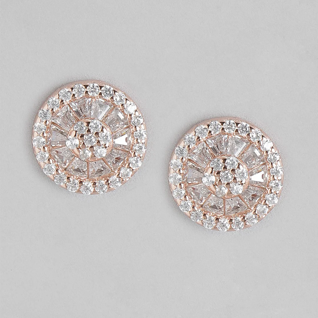 Celestial Circles Rose Gold-Plated CZ 925 Sterling Silver Earrings - Image 3