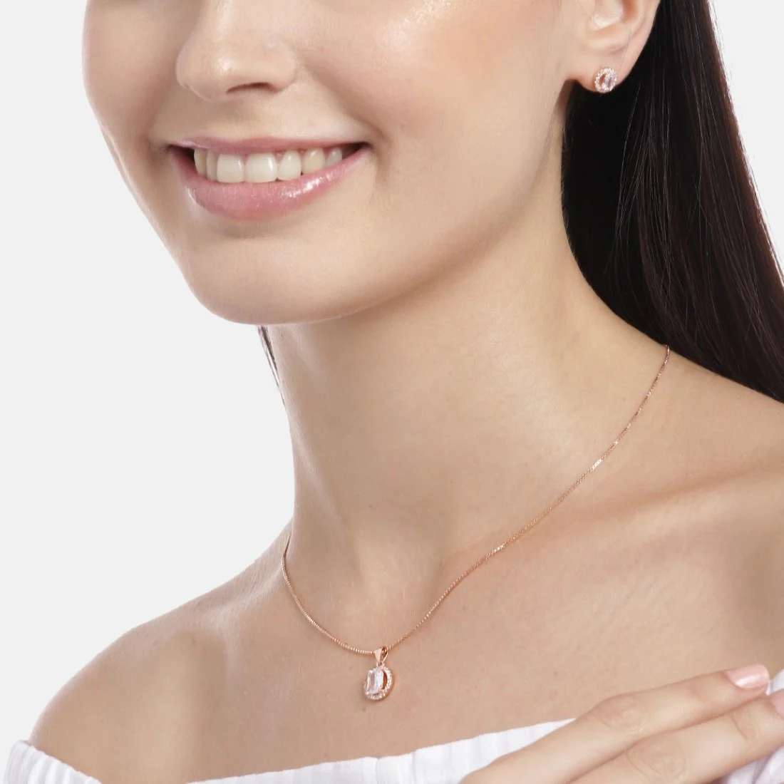Celestial Circles Rose Gold-Plated CZ 925 Sterling Silver Jewelry Set - Image 3