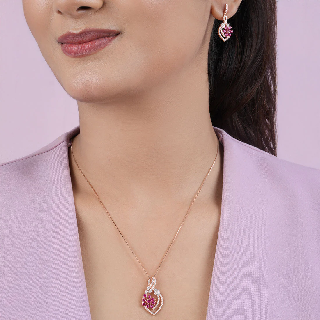 Celestial Harmony Rose Gold Plated 925 Sterling Silver Jewellery Set - Image 3
