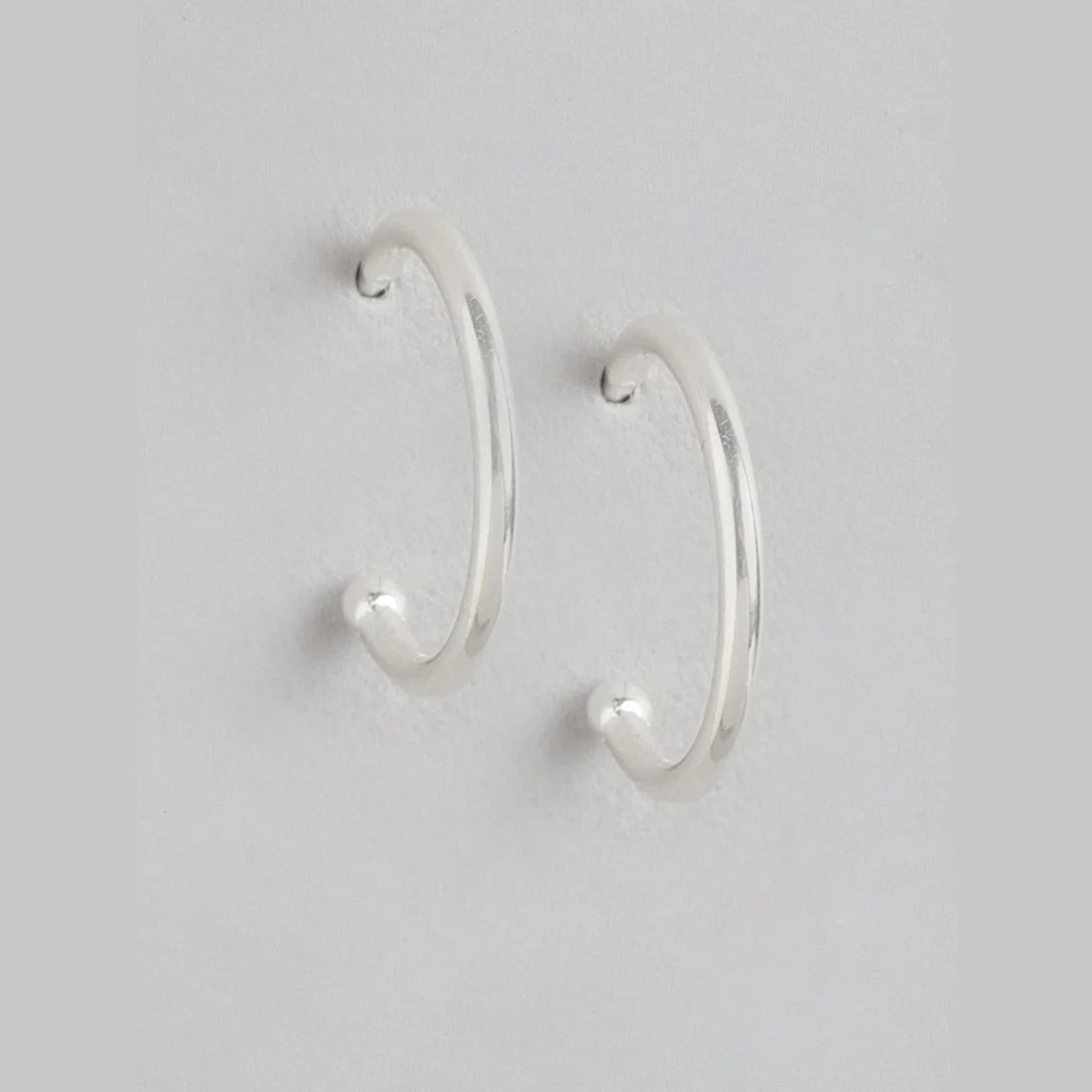 Celestial Moon Dual Tone CZ 925 Sterling Silver Half Hoops Earrings - Image 4