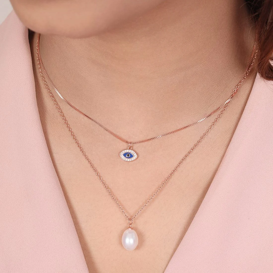 Charm of Protection Rose Gold Plated 925 Sterling Silver Necklace - Image 3