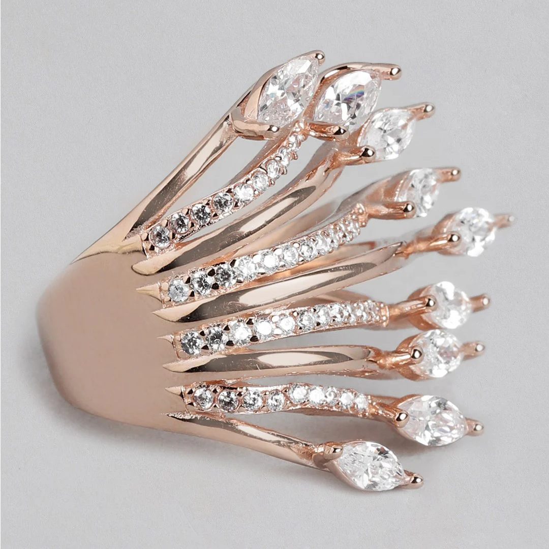 Charming Flora: Adjustable CZ Leaf Pattern 925 Sterling Silver Ring for Her (Onesize) - Image 5