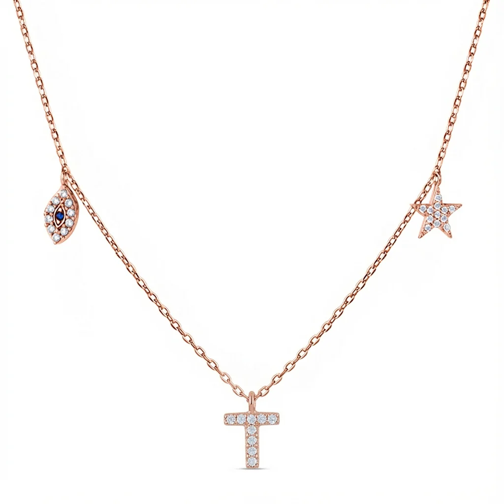 Charms Rose Gold Plated 925 Sterling Silver Necklace - Image 18