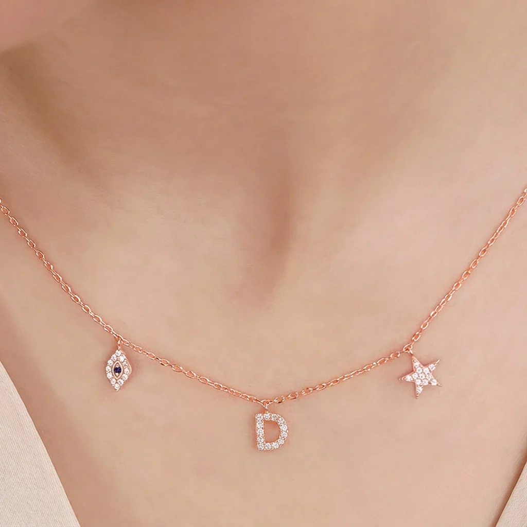 Charms Rose Gold Plated 925 Sterling Silver Necklace - Image 7