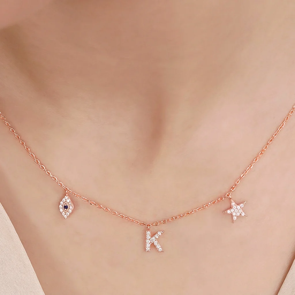 Charms Rose Gold Plated 925 Sterling Silver Necklace - Image 9