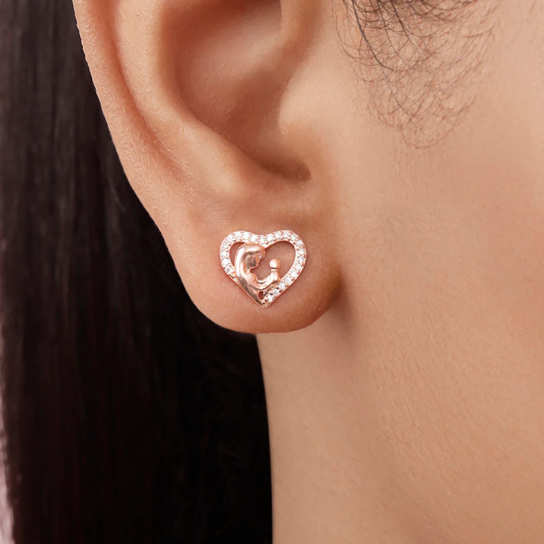 Cherished Connection Rose Gold Plated 925 Sterling Silver Earrings - Image 2