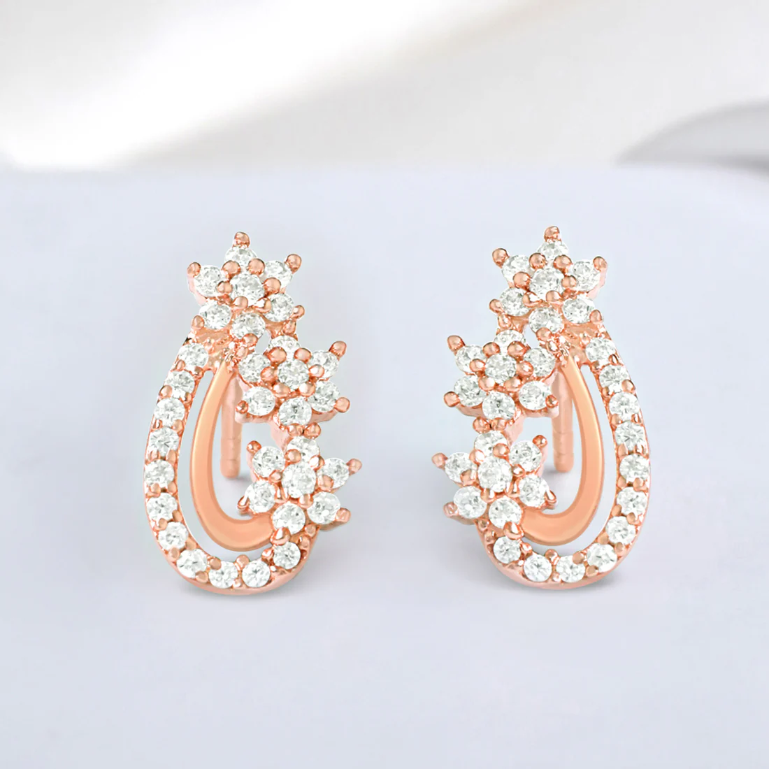 Chic Design Rose Gold Plated 925 Sterling Silver Earrings