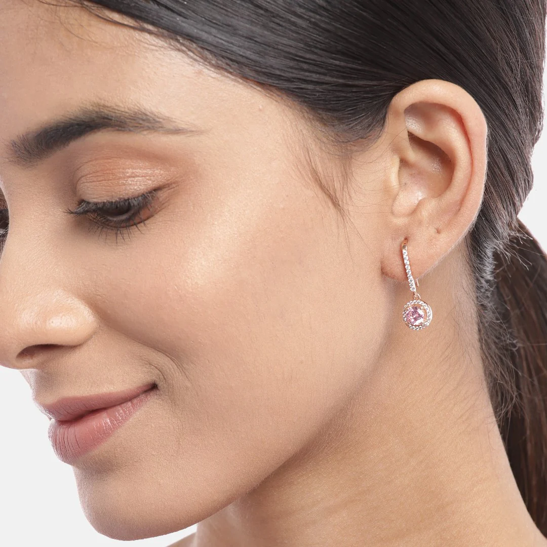 Chic Goddess Rose Gold Fish Hook 925 Silver Earring - Image 2