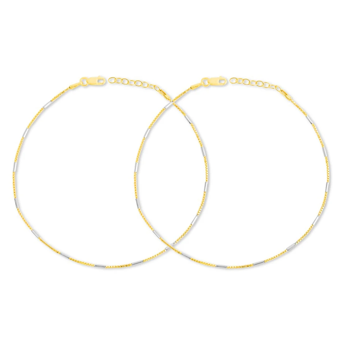 Chic Harmony 925 Sterling Silver Dual Tone Plated Box Chain Anklet - Image 3