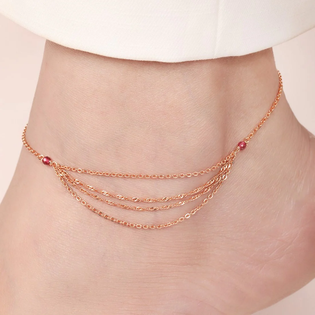 Chic Links Rose Gold-Plated 925 Sterling Silver Anklet - Image 2