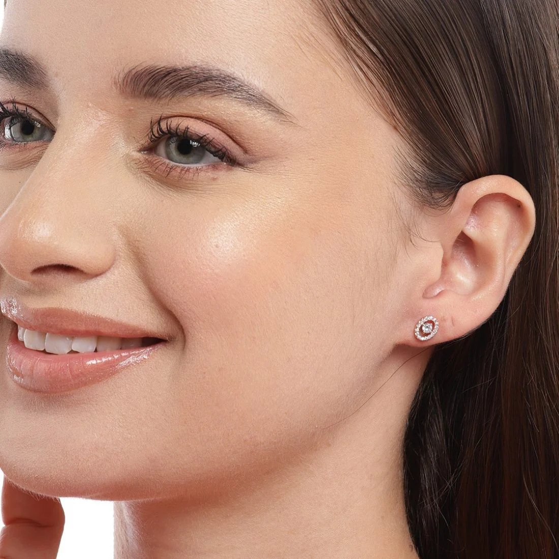 Circle of Radiance Rose Gold-Plated Cubic Zirconia 925 Sterling Silver Earrings - Image 3