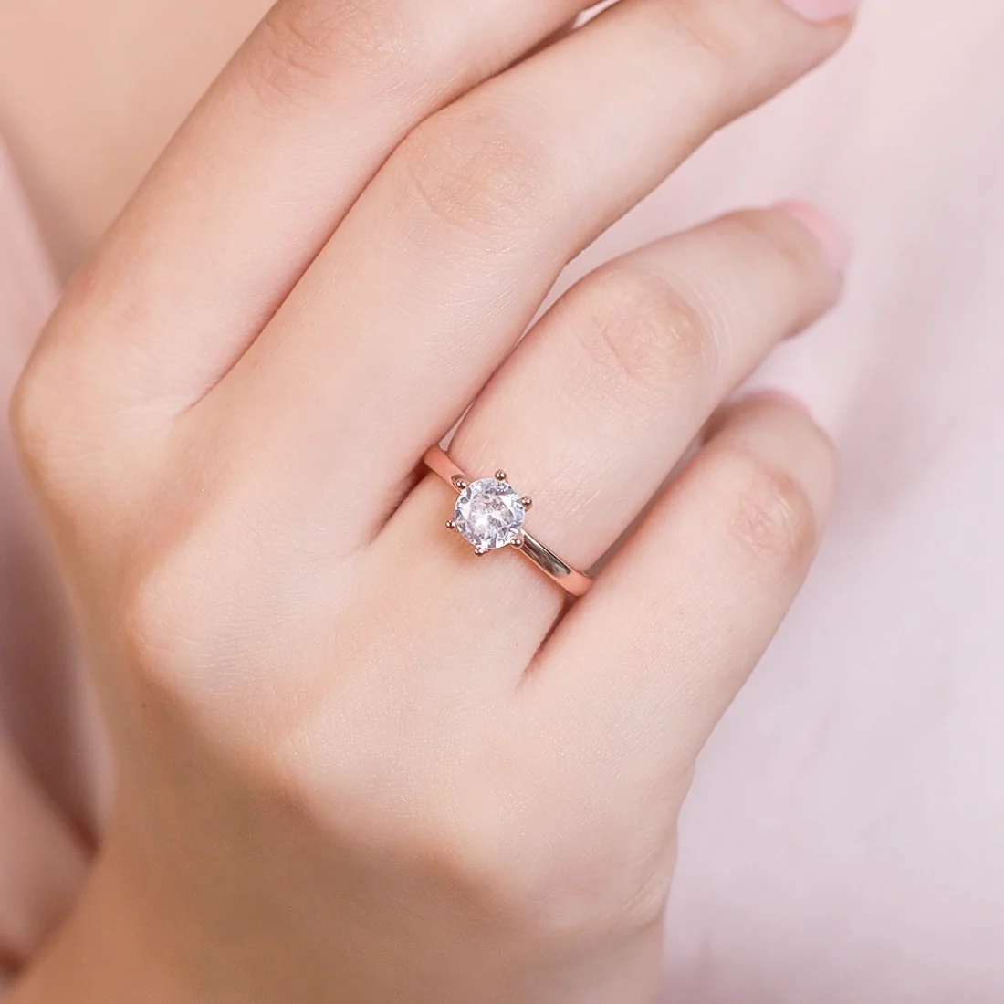 Solitaire Rose-Gold 925 Sterling Silver Jewellery Set Combo - Image 4
