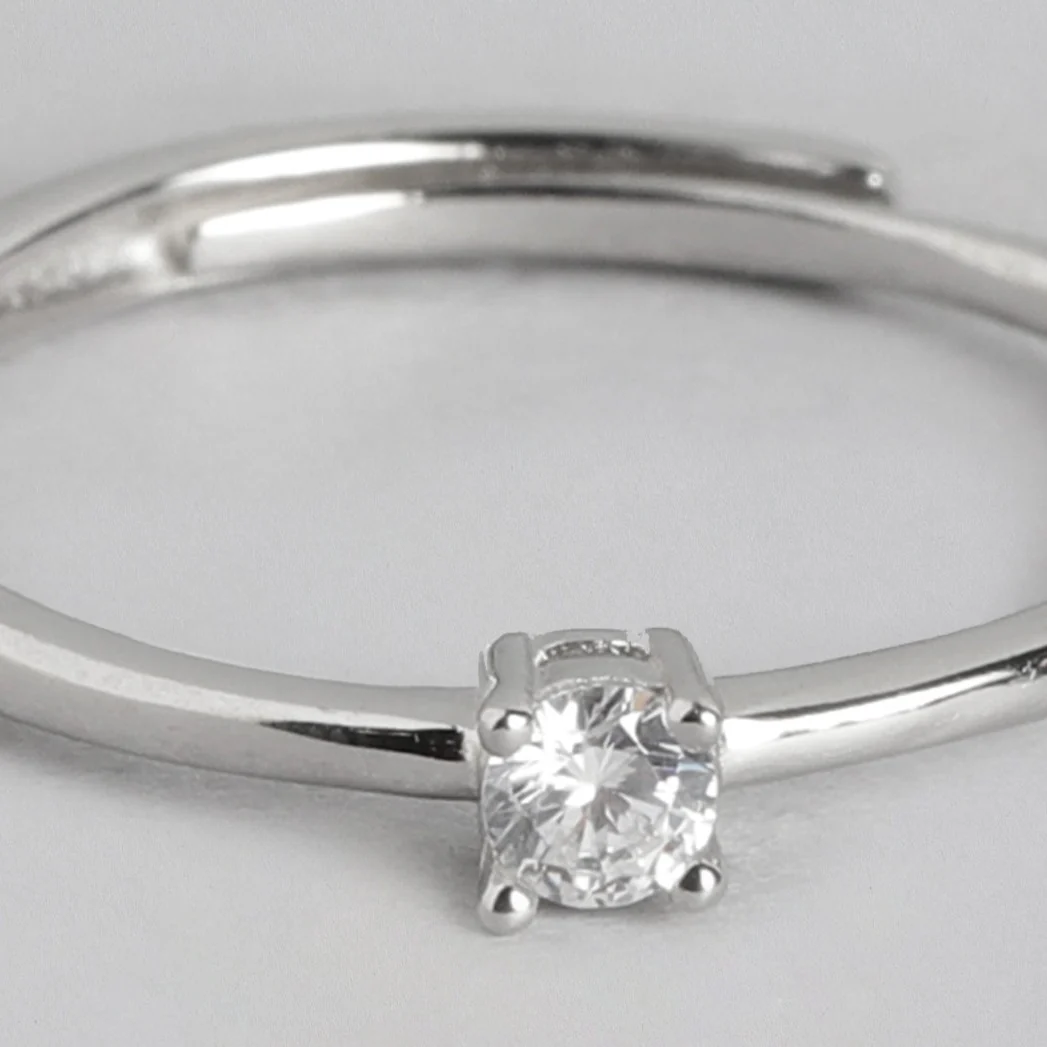 Classy CZ Studded 925 Silver Ring (Adjustable) - Image 8
