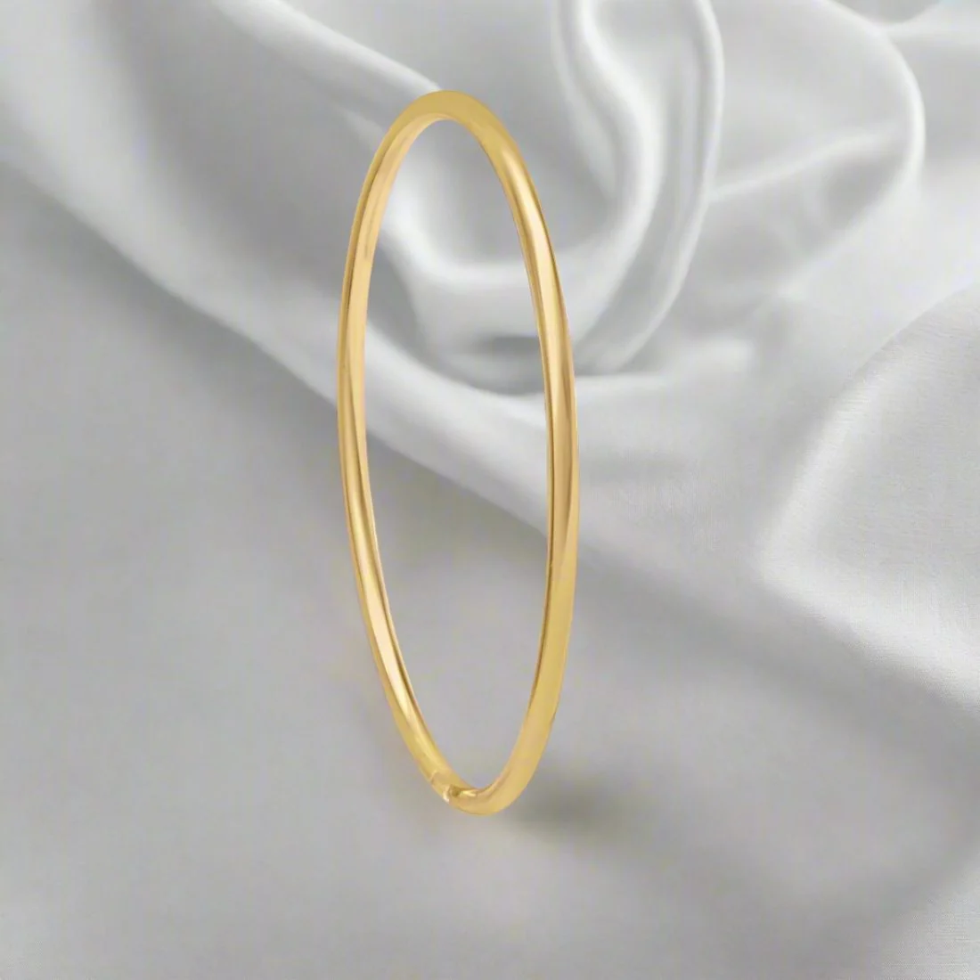 Classic Gold Plated 925 Sterling Silver Plain Bangle - Image 5