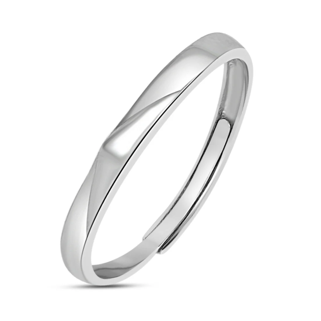 Classic Elegance Rhodium-Plated 925 Sterling Silver Men's Ring (Adjustable) - Image 3