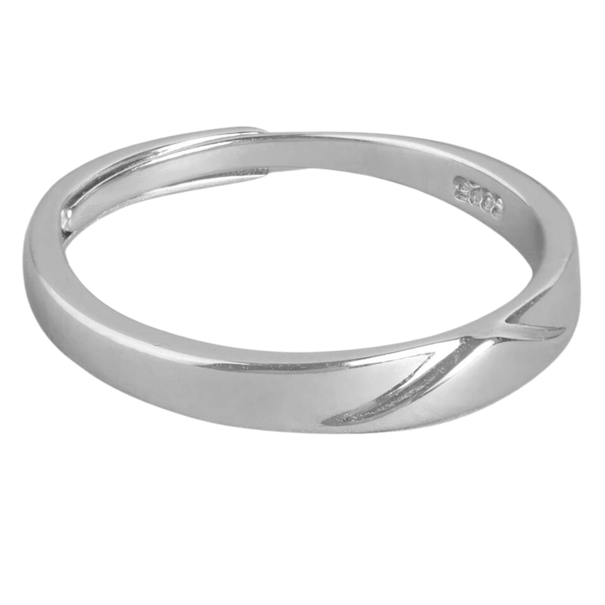 Classic Elegance Rhodium-Plated 925 Sterling Silver Men's Ring (Adjustable) - Image 4
