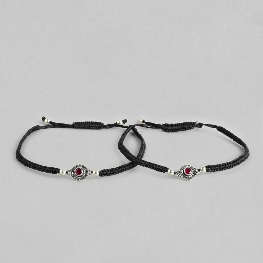 Classic Oxidized Red Stone 925 Sterling Silver Anklet - Image 3