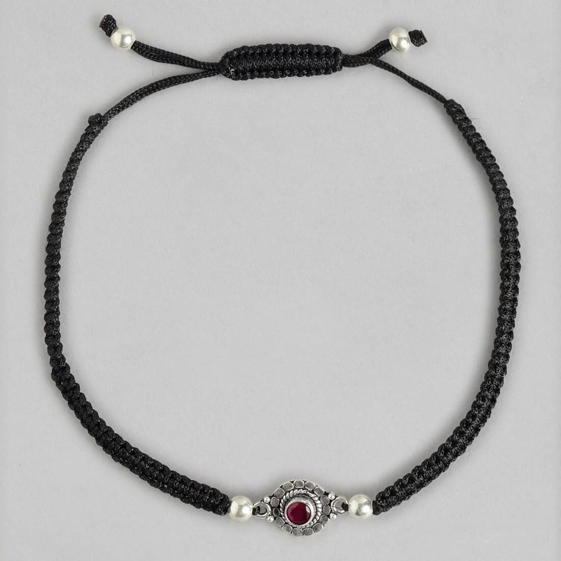 Classic Oxidized Red Stone 925 Sterling Silver Anklet - Image 4