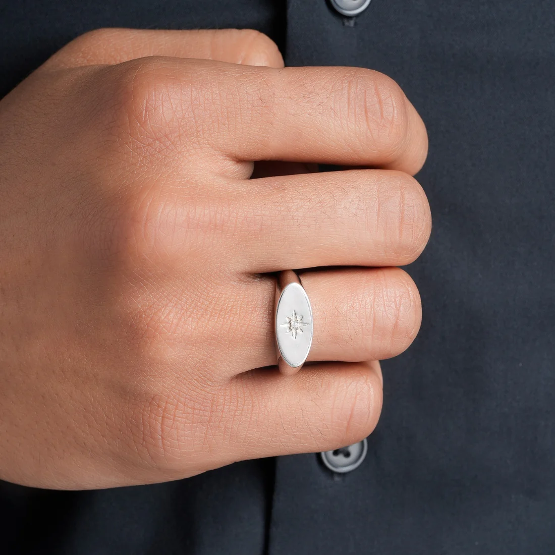 Classic Rhodium Plated 925 Sterling Silver Men's Ring - Image 2