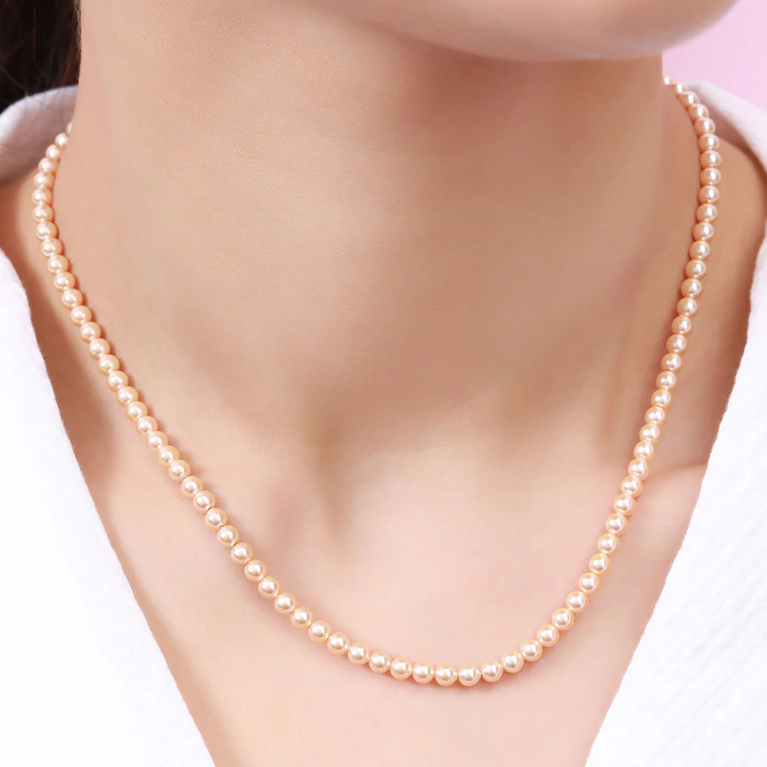 Classic Rhodium-Plated 925 Sterling Silver Pearl Necklace