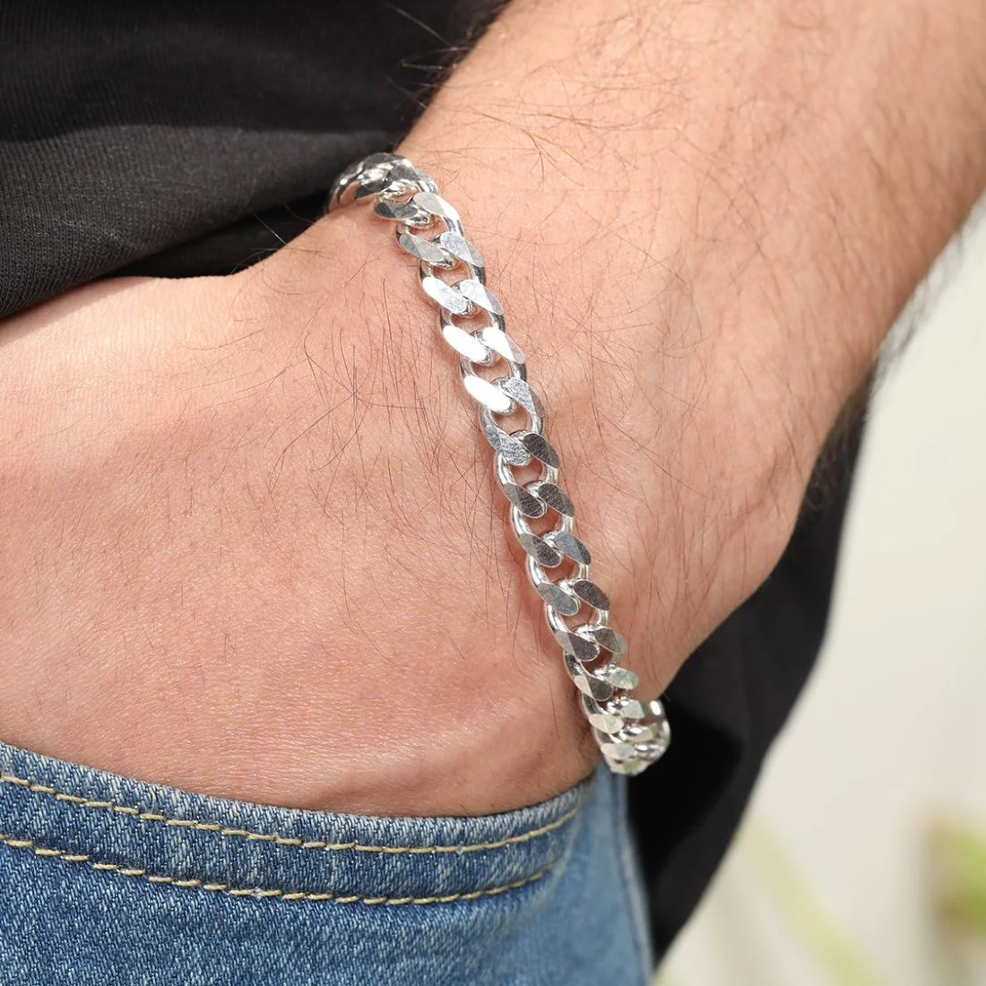 Classic Silver Elegance Men's 925 Sterling Silver Plated Bracelet - Image 3