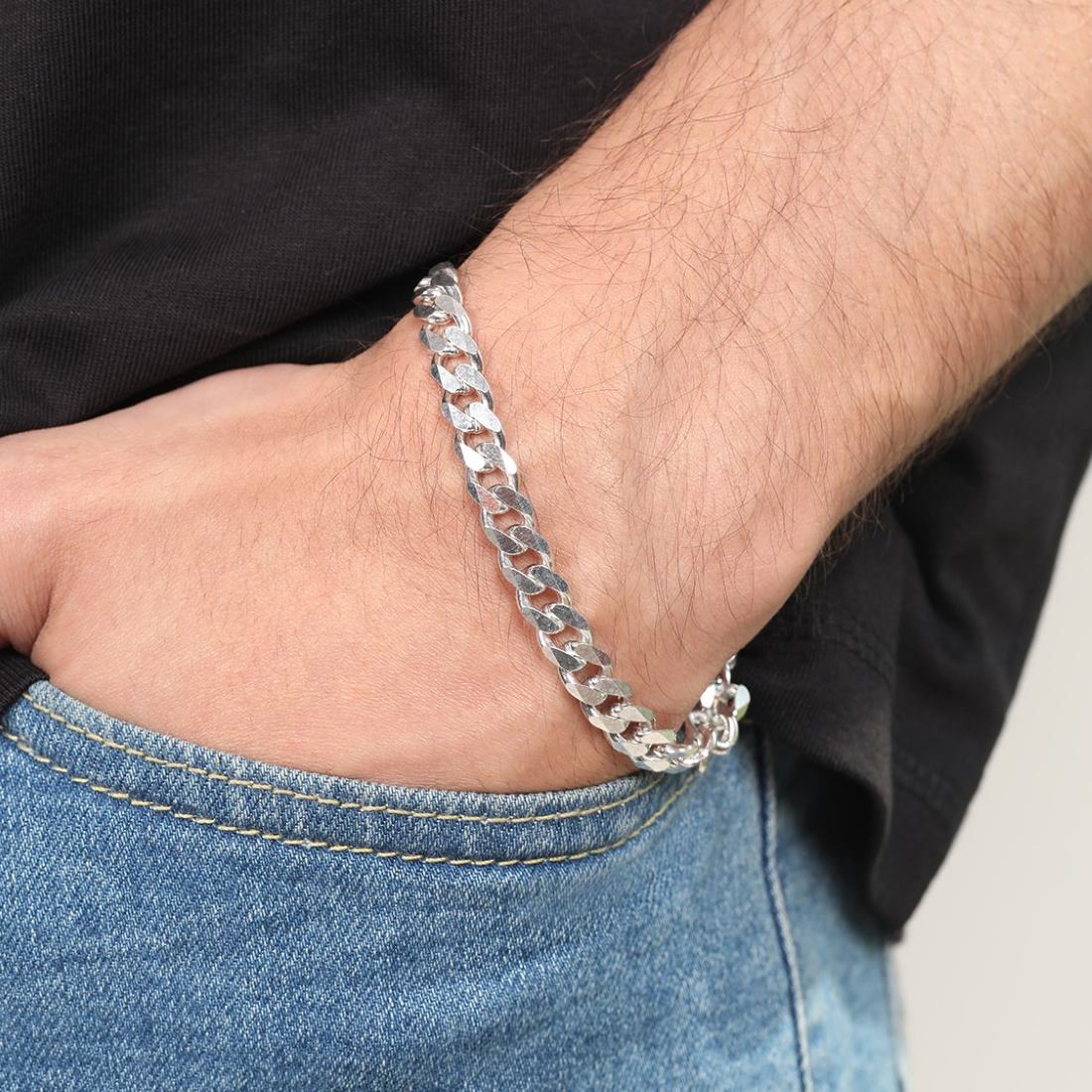 Classic Silver Elegance Men's 925 Sterling Silver Plated Bracelet - Image 4